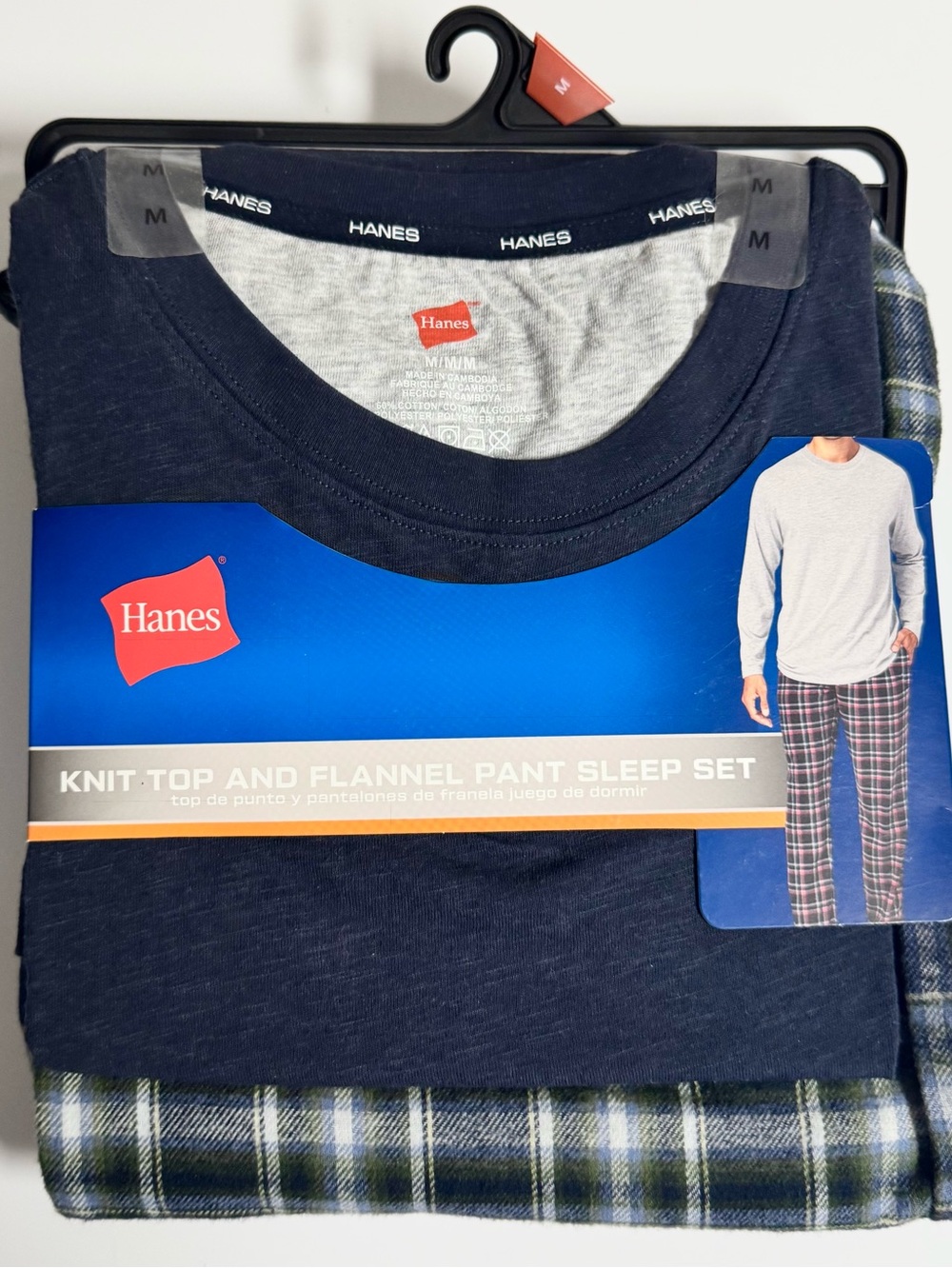 Hanes Crewneck Flannel Sleep Set Pajamas Men’s Pajama Set Plaid NWT - Picture 2 of 9
